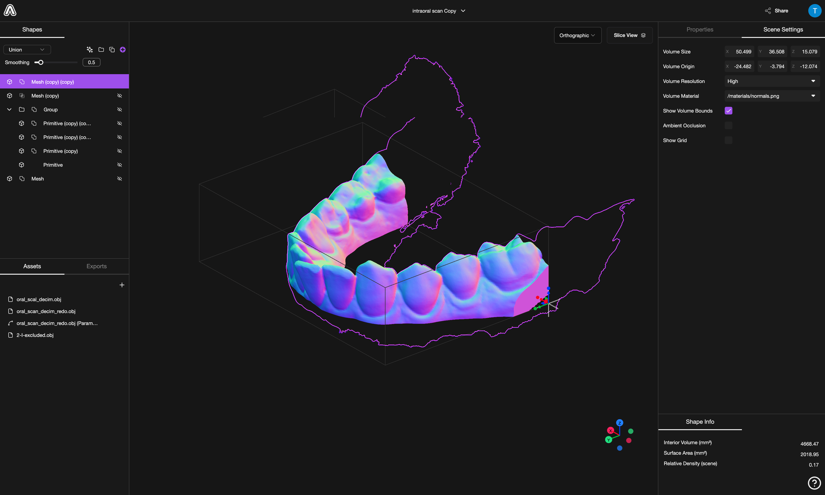 CAD application development interface showing geometric processing